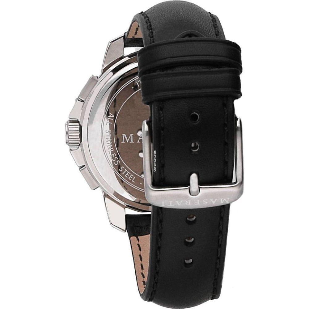 Maserati Successo 44mm Grey Dial Black Leather Strap Watch For Men - R8871621006 Watches Maserati   