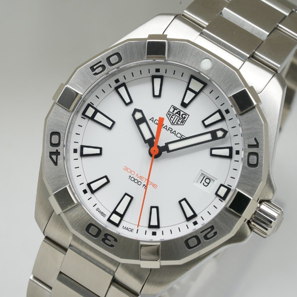 Tag Heuer Aquaracer Quartz 41mm White Dial Silver Steel Strap Watch for Men - WBD1111.BA0928 Watches Tag Heuer   