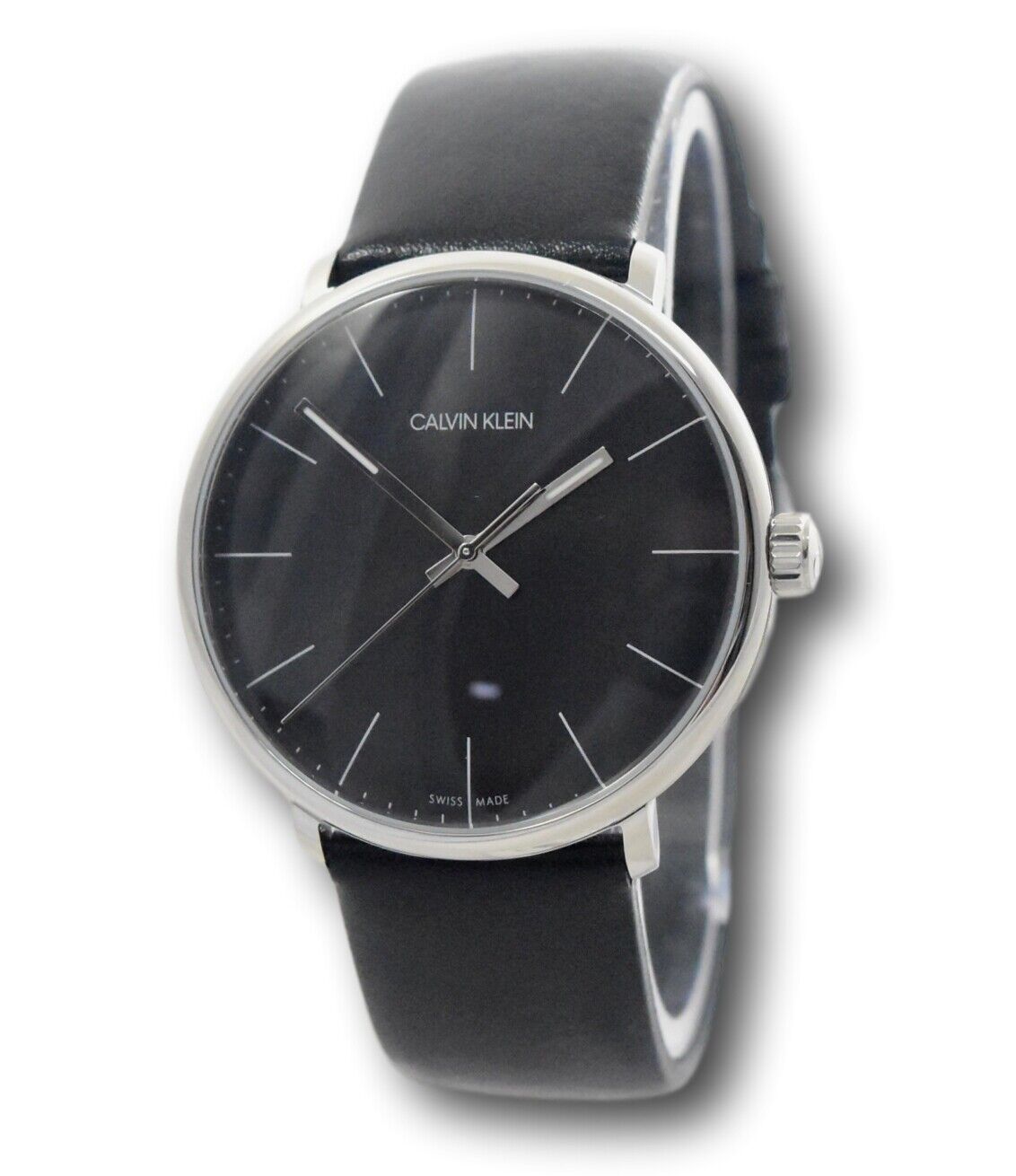 Calvin Klein High Noon Quartz Black Dial Black Leather Strap Watch for Men - K8M211C1 Watches Calvin Klein   