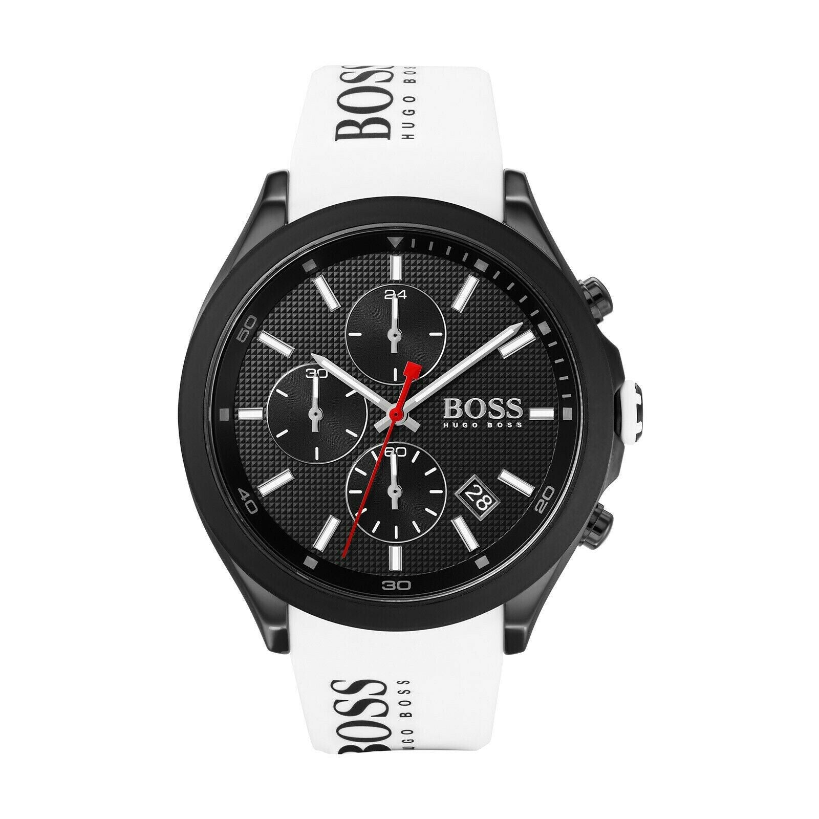 Hugo Boss Velocity Black Dial White Rubber Strap Watch for Men - 1513718 Watches Hugo Boss   