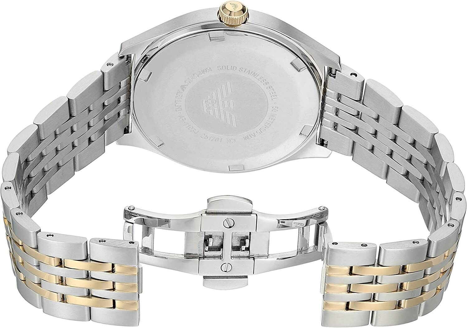 Emporio Armani Cream Dial Two Tone Stainless Steel Strap Watch For Men - AR11034 Watches Emporio Armani   