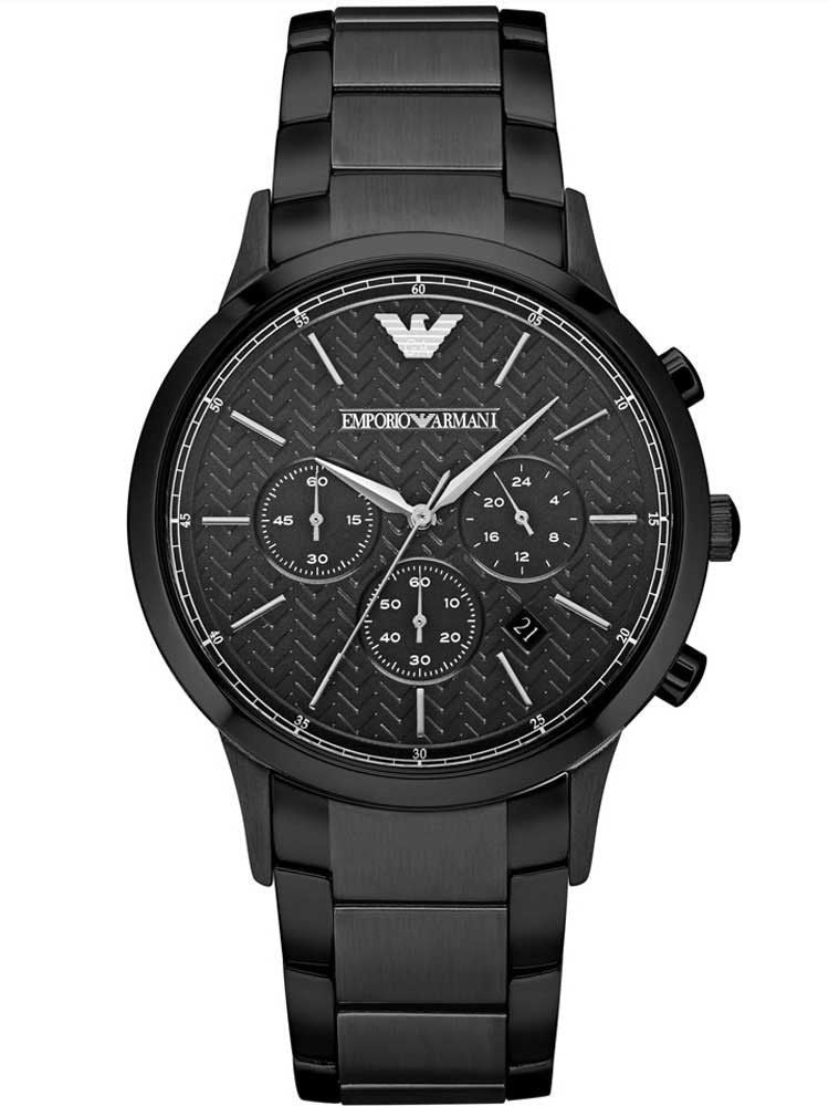 Emporio Armani Dress Chronograph Quartz Black Dial Black Stainless Steel Strap Watch For Men - AR2485 Watches Emporio Armani   