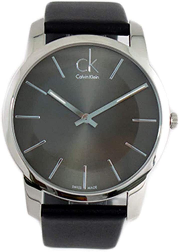 Calvin Klein City Black Dial Black Leather Strap Watch for Men - K2G21107 Watches Calvin Klein   