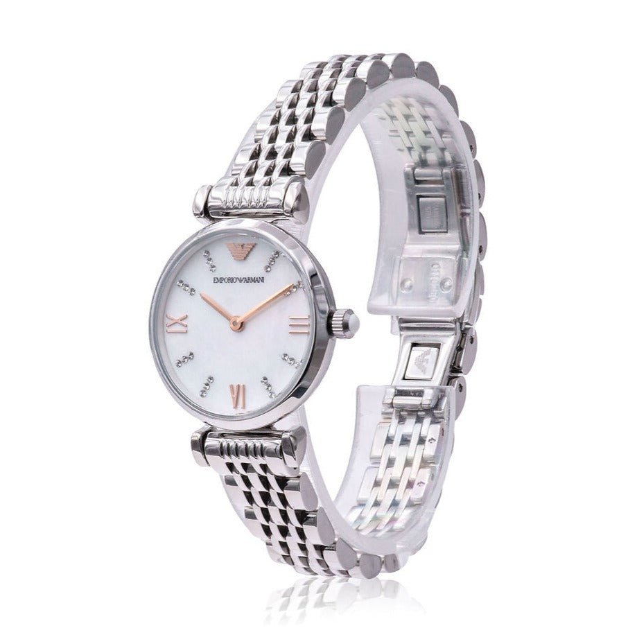 Emporio Armani Donna Mother of Pearl Dial Silver Stainless Steel Watch For Women - AR11204 Watches Emporio Armani   