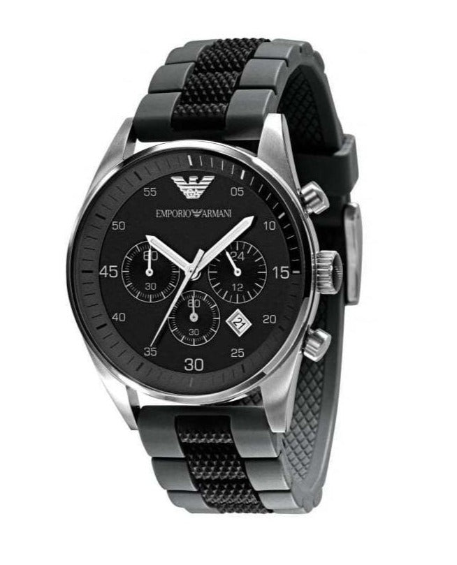 Emporio Armani Sportivo Black Dial Two Tone Ceramic Bracelet Watch For Men - AR5866 Watches Emporio Armani   