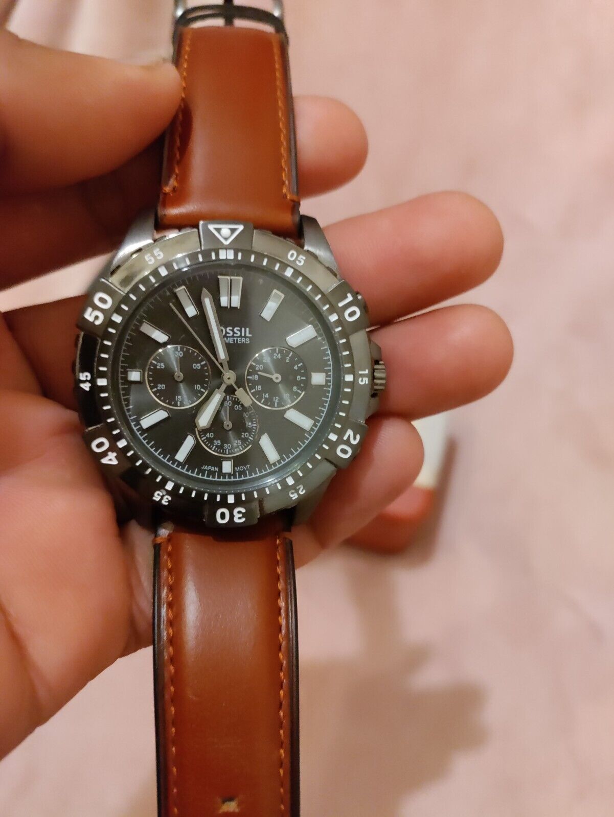 Fossil Garrett Chronograph Grey Dial Brown Leather Strap Watch for Men - FS5770 Watches Fossil   