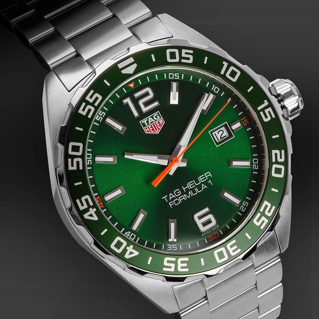 Tag Heuer Formula 1 Limited Edition Quartz 43mm Green Dial Silver Steel Strap Watch for Men - WAZ1017.BA0842 Watches Tag Heuer   