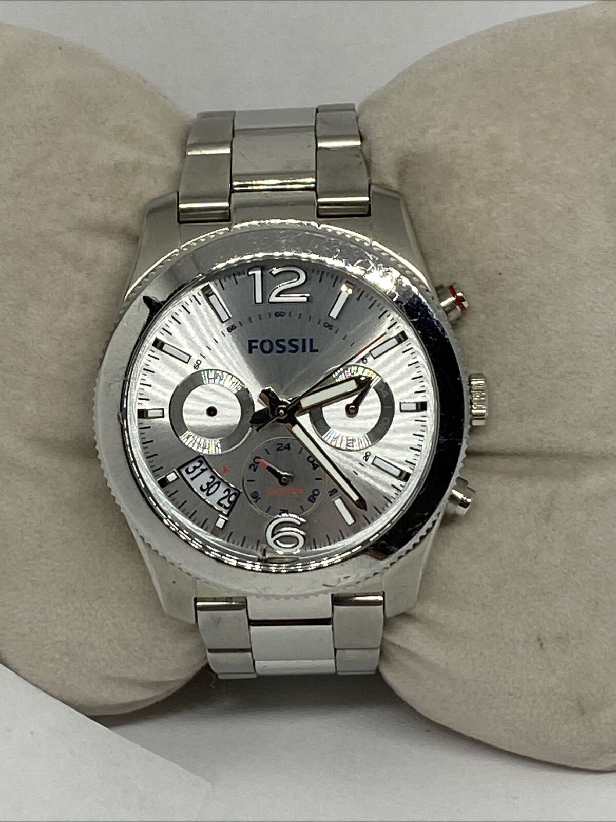 Fossil Boyfriend Multifunction Silver Dial Silver Steel Strap Watch for Women - ES3883 Watches Fossil   