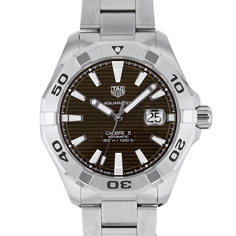 Tag Heuer Aquaracer Calibre 5 Automatic Brown Sunray Dial Silver Steel Strap Watch for Men - WAY2018.BA0927 Watches Tag Heuer   