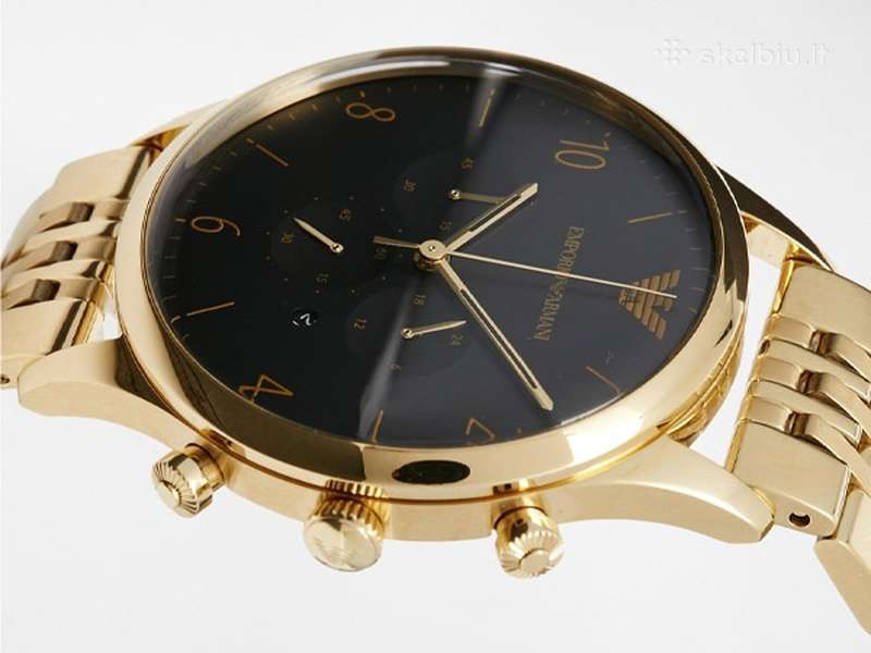 Emporio Armani Classic Chronograph Black Dial Gold Stainless Steel Watch For Men - AR1893 Watches Emporio Armani   