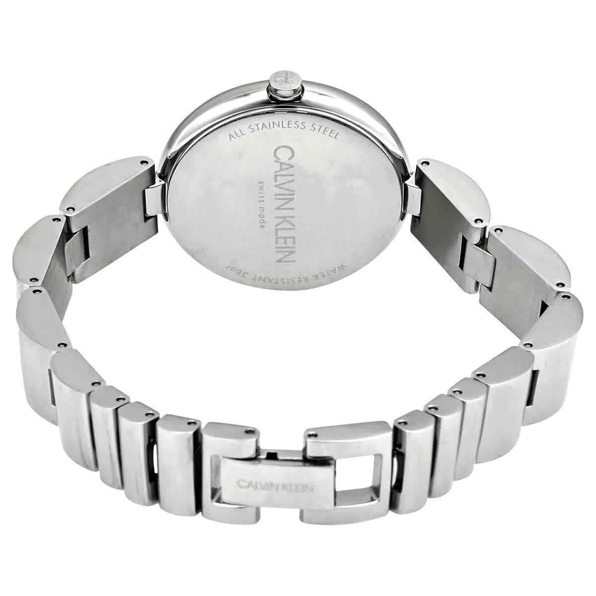 Calvin Klein Wavy Black Dial Silver Steel Strap Watch for Women - K9U23141 Watches Calvin Klein   