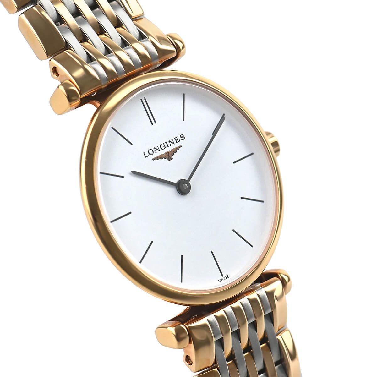 Longines La Grande Classique De Longines White Dial Two Tone Mesh Bracelet Watch for Women - L4.209.1.91.7 Watches Longines   