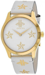 Gucci G Timeless White DIal White Leather Strap Watch For Women - YA1264096 Watches Gucci   