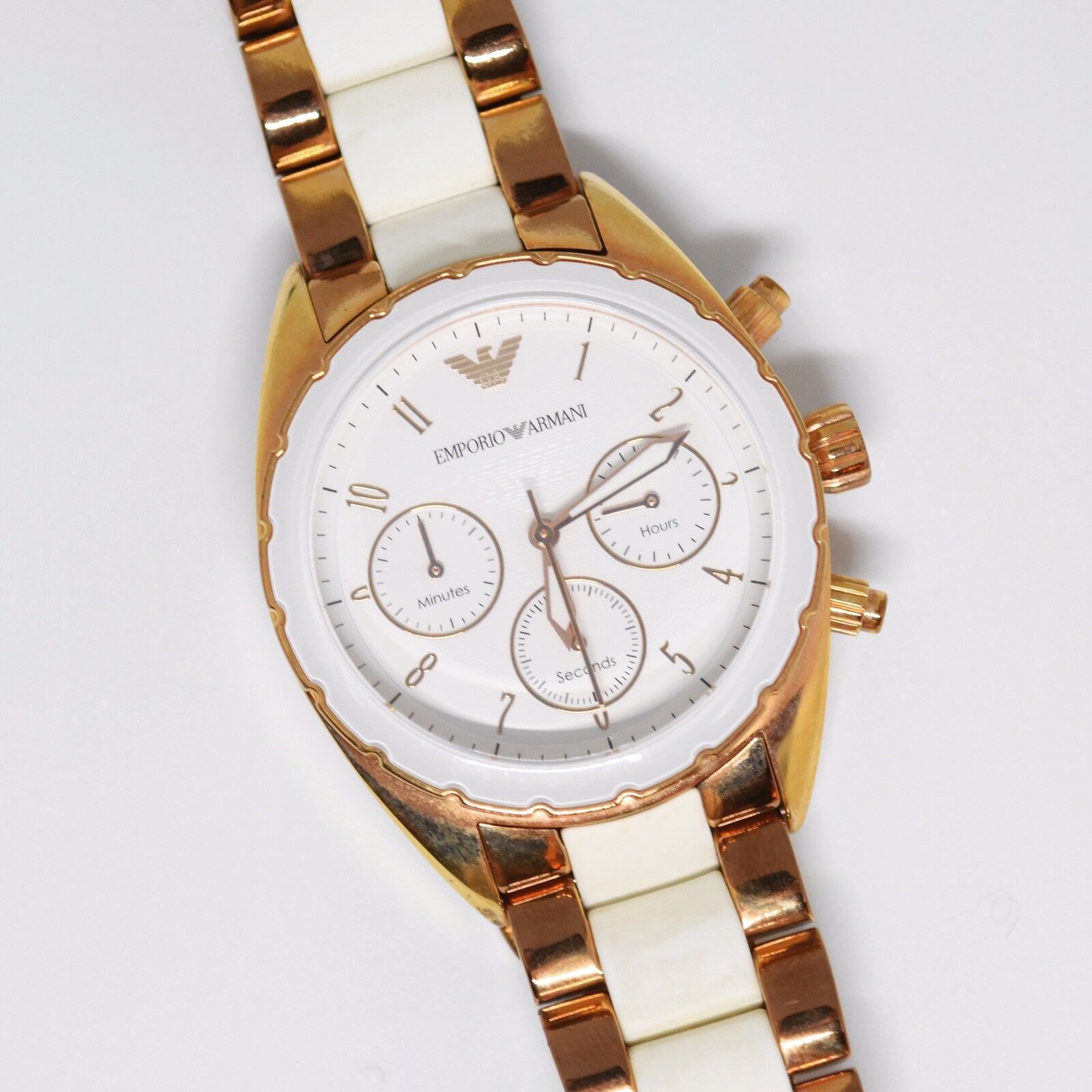 Emporio Armani Sportivo White Dial Rose Gold & White Stainless Steel Watch For Women - AR5942 Watches Emporio Armani   