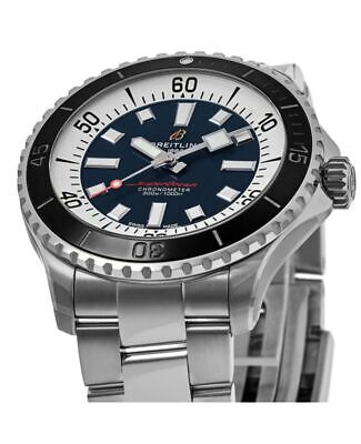 Breitling Superocean Automatic 44mm Blue Dial Silver Steel Strap Watch for Men - A17376211C1A1 Watches Breitling   