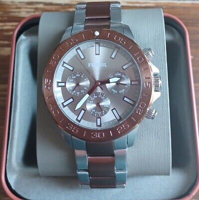 Fossil Bannon Multifunction Brown Dial Two Tone Steel Strap Watch for Men - BQ2502 Watches Fossil   