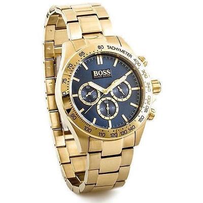 Hugo Boss Ikon Blue Dial Gold Steel Strap Watch for Men - 1513340 Watches Hugo Boss   