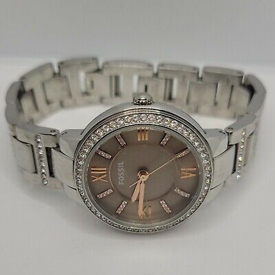 Fossil Virginia Taupe Dial Silver Steel Strap Watch for Women - ES4147 Watches Fossil   