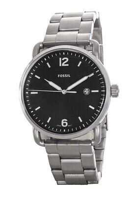 Fossil The Commuter Black Dial Silver Steel Strap Watch for Men - FS5391 Watches Fossil   