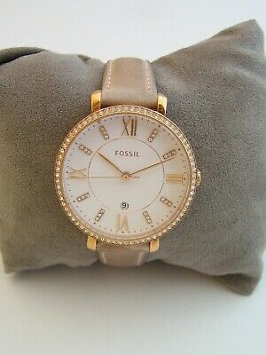 Fossil Jacqueline White Dial Pink Leather Strap Watch for Women - ES4303 Watches Fossil   