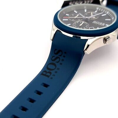 Hugo Boss Velocity Black Dial Blue Rubber Strap Watch for Men - 1513717 Watches Hugo Boss   