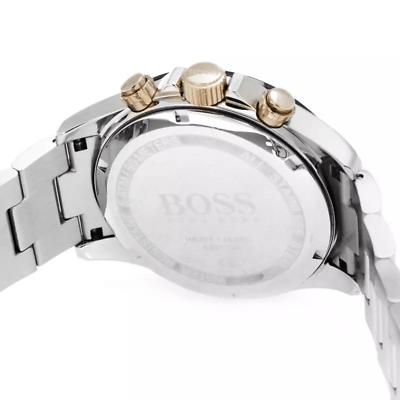 Hugo Boss Here Chronograph Black Dial Two Tone Steel Strap Watch for Men - 1513757 Watches Hugo Boss   