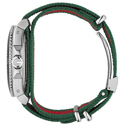 Gucci Dive Black Dial Green & Red Nylon Strap Watch For Men - YA136206 Watches Gucci   