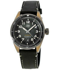 Tag Heuer Autavia Calibre 5 Automatic 42mm Olive Green Dial Leather Strap Watch for Men - WBE5190.FC8268 Watches Tag Heuer   