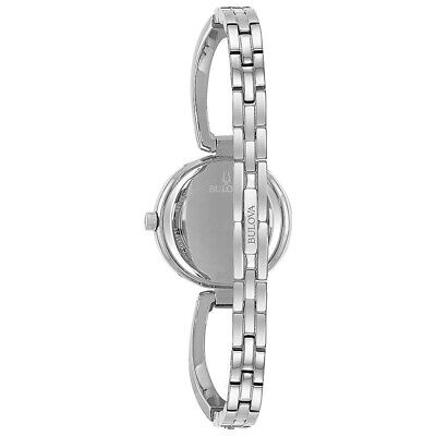 Bulova Crystal Black Mother of Pearl Dial Silver Steel Strap Watch for Women - 96L224 Watches Bulova   