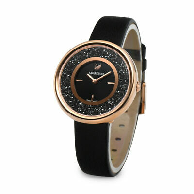 Swarovski Crystalline Pure Black Dial Black Leather Strap Watch for Women - 5275043 Watches Swarovski   