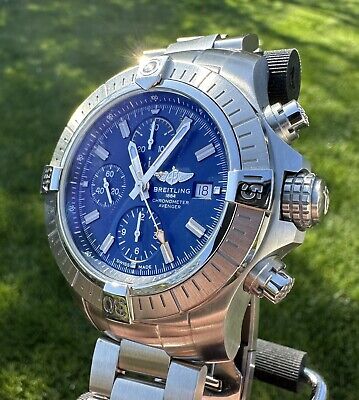 Breitling Avenger Chronograph 45mm Blue Dial Silver Steel Strap Watch for Men - A13317101C1A1 Watches Breitling   