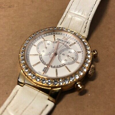 Swarovski Citra Sphere Chrono White Dial White Leather Strap Watch for Women - 5080602 Watches Swarovski   