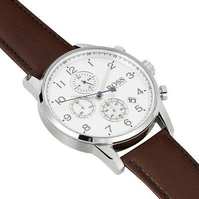 Hugo Boss Navigator White Dial Brown Leather Strap Watch for Men - 1513495 Watches Hugo Boss   