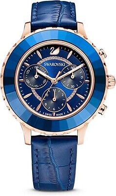 Swarovski Octea Lux Chrono Blue Dial Blue Leather Strap Watch for Women - 5563480 Watches Swarovski   