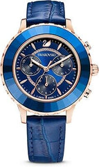 Swarovski Octea Lux Chrono Blue Dial Blue Leather Strap Watch for Women - 5563480 Watches Swarovski   