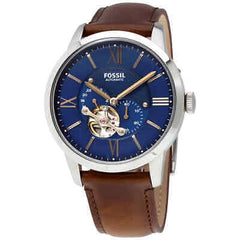 Fossil Townsman Automatic Blue Dial Brown Leather Strap Watch for Men - ME3110 Watches Fossil   