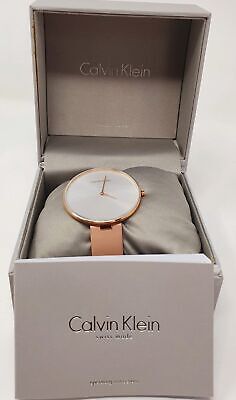 Calvin Klein Full Moon Silver Dial Pink Leather Stap Watch for Women - K8Y236Z6 Watches Calvin Klein   