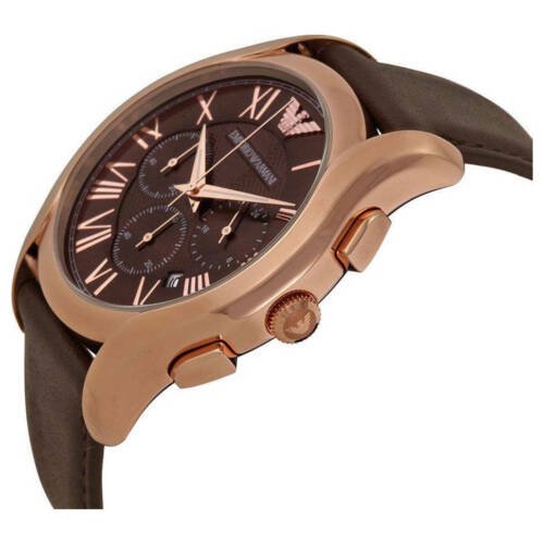 Emporio Armani Chronograph Brown Dial Brown Leather Strap Watch For Men - AR1701 Watches Emporio Armani   