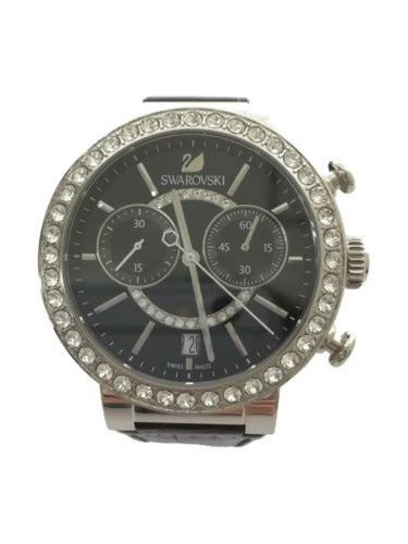 Swarovski Citra Sphere Chronograph Black Dial Black Leather Strap Watch for Women - 5027131 Watches Swarovski   