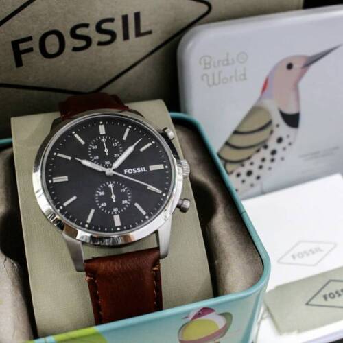 Fossil Townsman Chronograph Black Dial Brown Leather Strap Watch for Men  - FS5280 Watches Fossil   