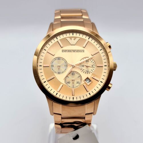 Emporio Armani Classic Rose Gold Chronograph Stainless Steel Watch For Men - AR2452 Watches Emporio Armani   