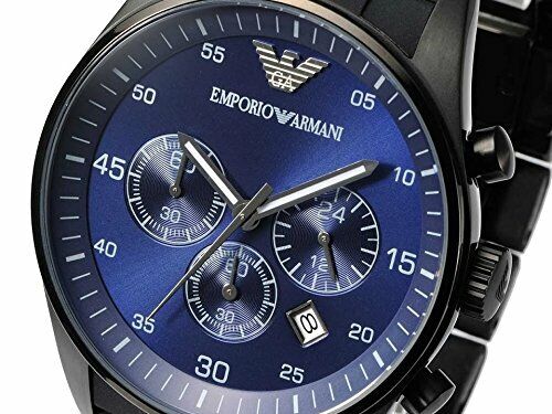 Emporio Armani Sportivo Chronograph Blue Dial Black Strap Watch For Men - AR5921 Watches Emporio Armani   