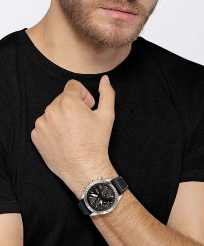 Hugo Boss Pilot Edition Black Dial Black Leather Strap Watch for Men - 1513853 Watches Hugo Boss   