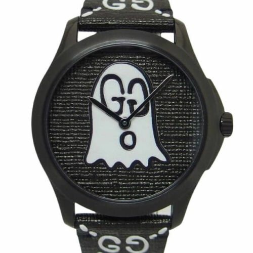 Gucci G Timeless Ghost Motif Black DIal Watch For Men - YA1264018 Watches Gucci   