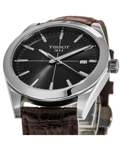 Tissot Gentlemen Black Dial Brown Leather Strap Watch for Men - T127.410.16.051.01 Watches Tissot   