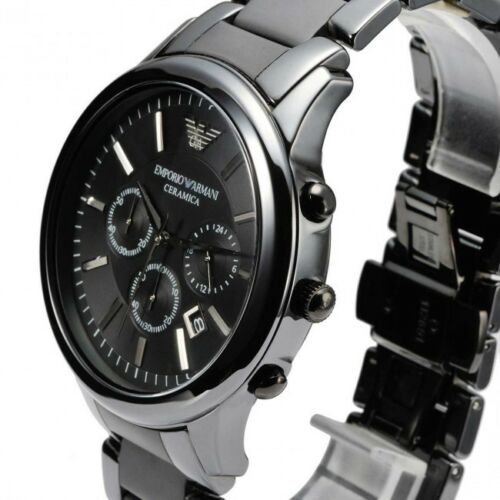 Emporio Armani Ceramica Chronograph Black Dial Black Stainless Steel Watch For Men - AR1451 Watches Emporio Armani   