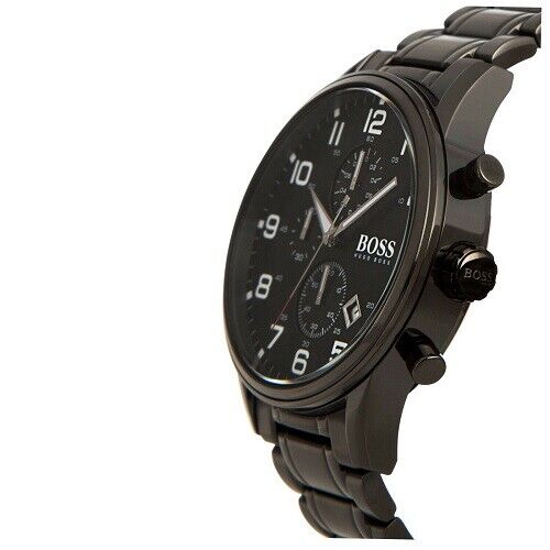 Hugo Boss Chronograph Black Dial Black Steel Strap Watch for Men - 1513180 Watches Hugo Boss   