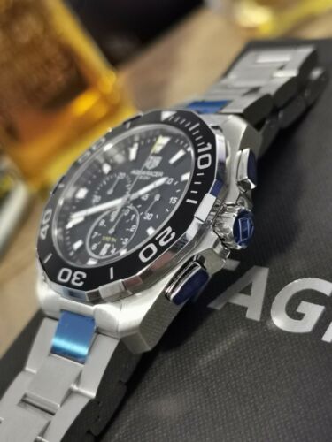 Tag Heuer Aquaracer Quartz Chronograph Black Dial Silver Steel Strap Watch for Men - CAY111A.BA0927 Watches Tag Heuer   