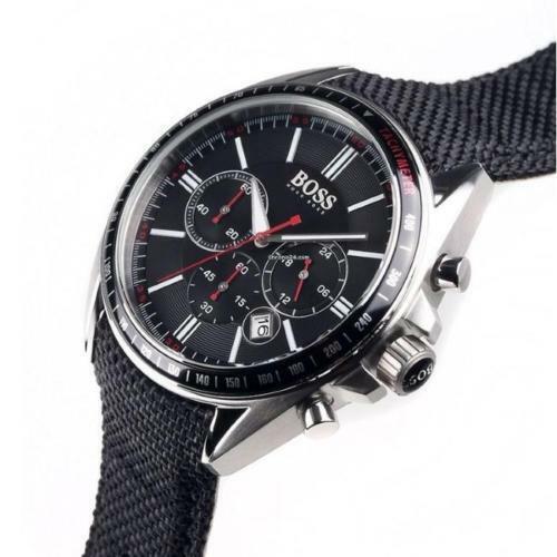 Hugo Boss Driver Black Dial Black Nylon Strap Watch for Men -1513087 Watches Hugo Boss   