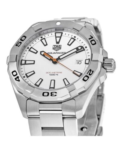 Tag Heuer Aquaracer Quartz 41mm White Dial Silver Steel Strap Watch for Men - WBD1111.BA0928 Watches Tag Heuer   